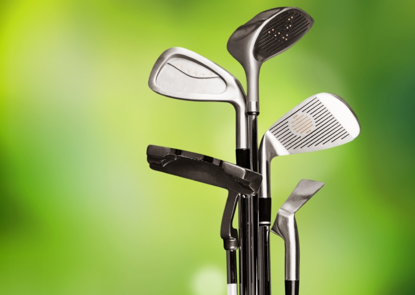 Professional club fitting Austin TX showing clubs outside