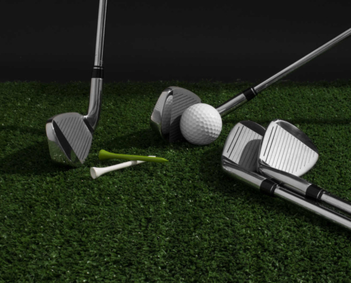 New golfer at Golf Lessons Austin Texas learning swing basics at indoor facility